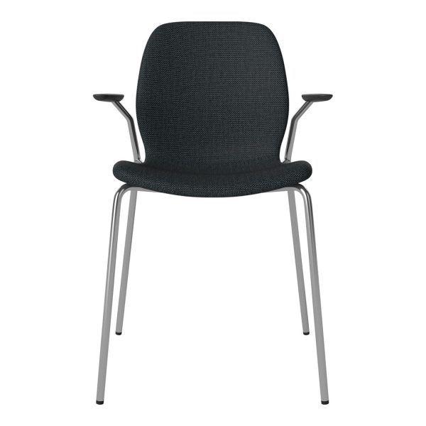 Seed Dining Chair w  Open Arms - Upholstered -  Chrome Base Supply