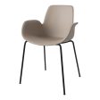 Seed Dining Armchair - Upholstered -  Steel Base, Black Lacquered For Cheap