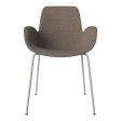 Seed Dining Armchair - Upholstered - Steel Base, Grey Lacquered Fashion