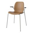 Seed Dining Chair w  Open Arms - Upholstered -  Steel Base, Grey Lacquered on Sale