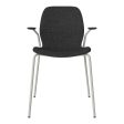 Seed Dining Chair w  Open Arms - Upholstered -  Steel Base, Grey Lacquered on Sale