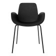 Seed Dining Armchair - Upholstered -  Steel Base, Black Lacquered For Cheap