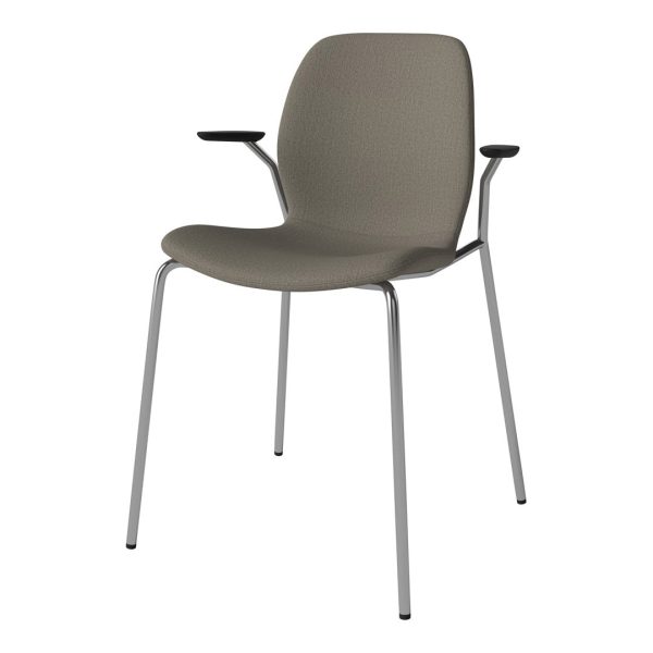 Seed Dining Chair w  Open Arms - Upholstered -  Chrome Base Supply