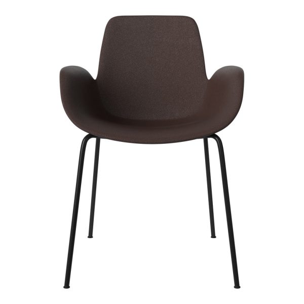 Seed Dining Armchair - Upholstered -  Steel Base, Black Lacquered For Cheap