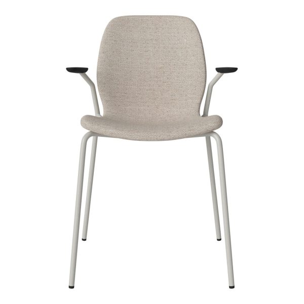 Seed Dining Chair w  Open Arms - Upholstered -  Steel Base, Grey Lacquered on Sale