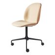 Beetle Meeting Chair - Front Upholstered - 4-Star Aluminum Base w  Castors - 3D Veneer Shell For Sale