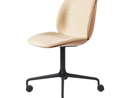 Beetle Meeting Chair - Front Upholstered - 4-Star Aluminum Base w  Castors - 3D Veneer Shell For Sale