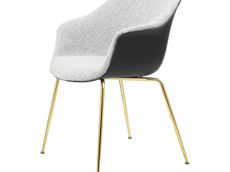 Bat Dining Chair - Brass Semi Matt Conic Base - Front Upholstered For Cheap