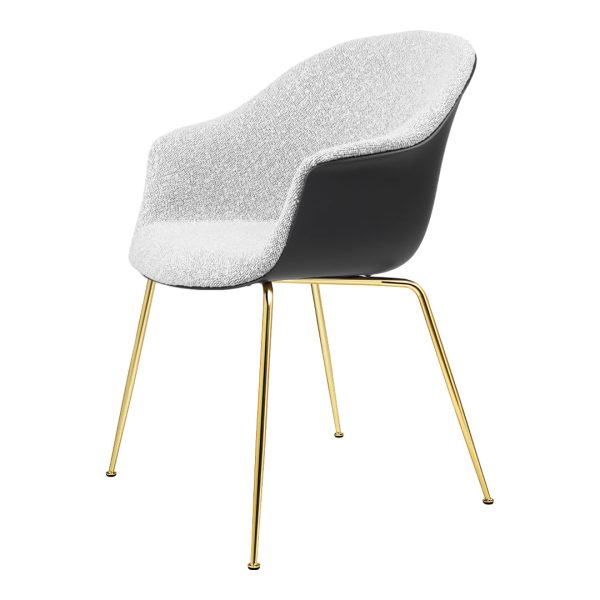 Bat Dining Chair - Brass Semi Matt Conic Base - Front Upholstered For Cheap