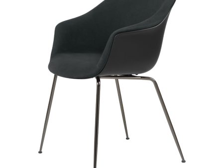 Bat Dining Chair - Black Chrome Conic Base - Front Upholstered Cheap