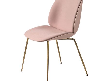 Beetle Dining Chair - Front Upholstered - Antique Brass Conic Base Hot on Sale